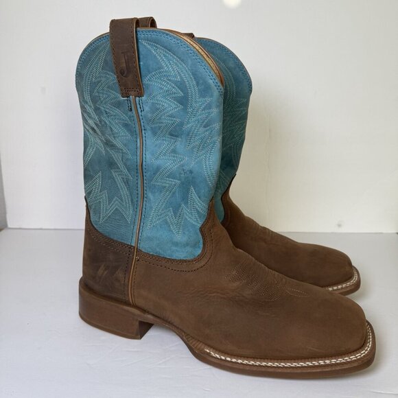 Justin Big Bucks 11” Western Square Toe Walnut Boots Men Size 12D NEW Vibram - Picture 5 of 16